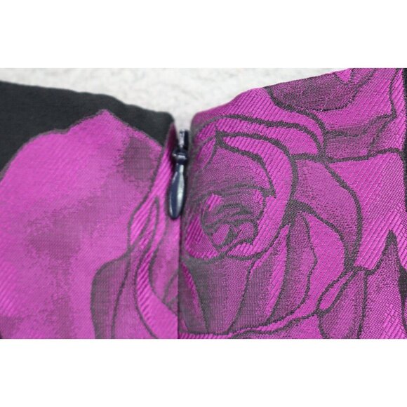 RSVP by Talbots Black w/Purple Iridescent Roses Dress-Size 2-Whimsigoth-Lined - Picture 9 of 10